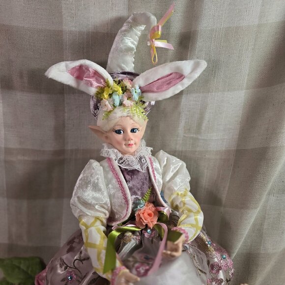 Cynthia Rowley Easter Elf Bunny Shelf Sitter Doll Tabletop Spring Decor Purple - Picture 7 of 9